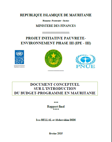 Cover of INTRODUCTION BUDGET PROGRAMME MAURITANIE