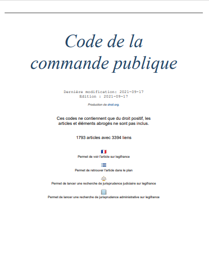 CODE DE LA COMMANDE PUBLIQUE  ED 2021