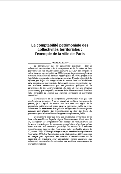 Cover of COMPTABILITE PATRIMONIALE DES CT PARIS