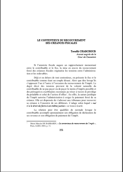 Cover of LE CONTENTIEUX DU RECOUVREMENT DES CREANCES FISCALES