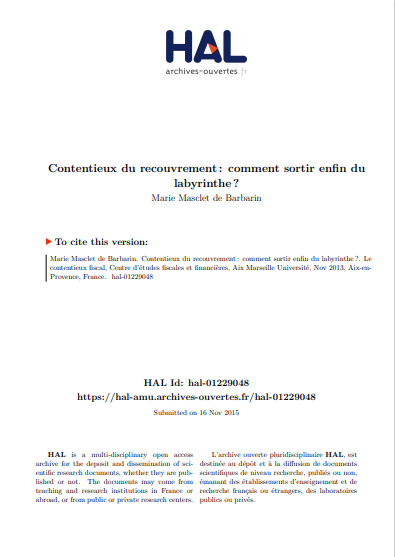 Cover of CONTENTIEUX DU RECOUVREMENT