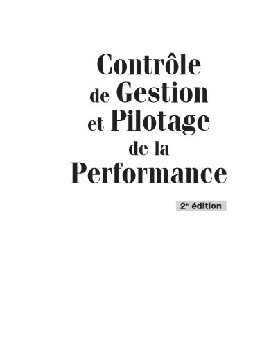 Cover of CONTROLE DE GESTION ET PILOTAGE DE LA PERFORMANCE