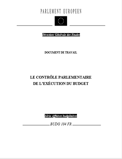 Cover of CONTROLE PARLEMENTAIRE DE LEXECUTION DU BUDGET