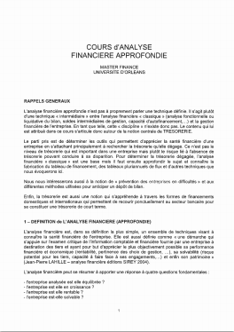 Cover of COURS DANALYSE FINANCIERE APPROFONDIE
