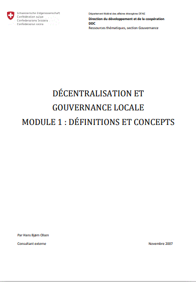 Cover of DECENTRALISATION ET GOUVERNANCE LOCALE