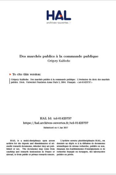 Cover of DES MARCHES PUBLICS A LA COMMANDE PUBLIQUE