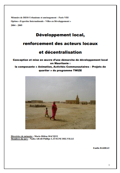 Cover of DEVELOPPEMENT LOCAL RENFORCEMENT DES ACTEURS LOCAUX ET DECENTRALISATION