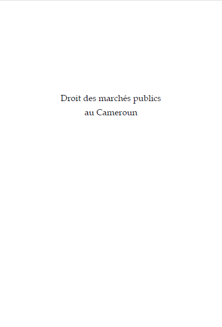 Cover of DROIT DES MARCHES PUBLICS  AU CAMEROUN