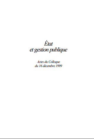 Cover of ETAT ET GESTION PUBLIQUE