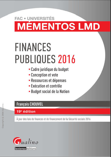Cover of MEMENTOS LMD FINANCES PUBLIQUES 2016
