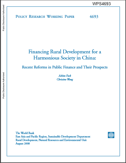Cover of FINANCING RURAL DEVELOPMENT FOR A HARMONIOUS SOCIETY IN CHINA