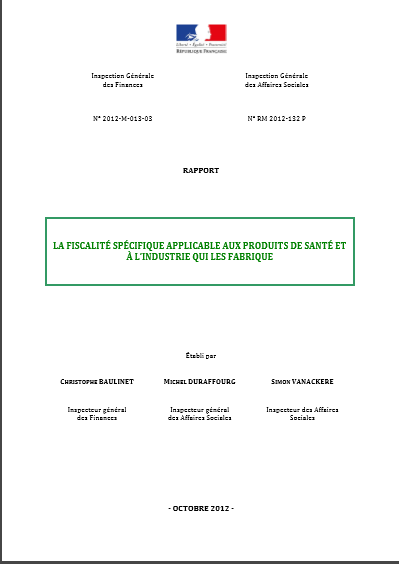 Cover of FISCALITE SPECIFIQUE APPLICABLE AUX PRODUITS DE SANTE
