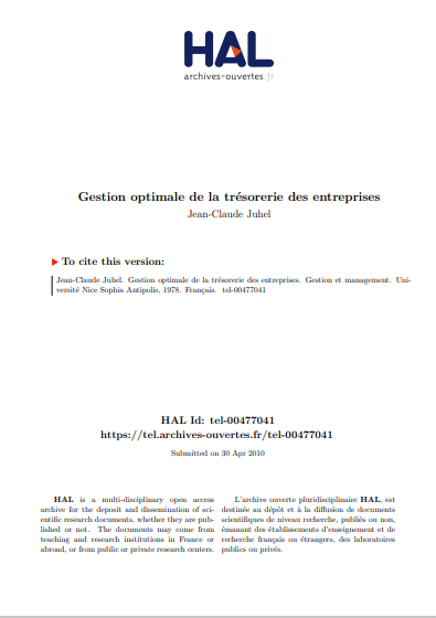 Cover of GESTION OPTIMALE DE LA TRESORERIE DES ENTREPRISES
