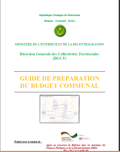 Cover of GUIDE DE PREPARATION DU BUDGET COMMUNAL MAURITANIE