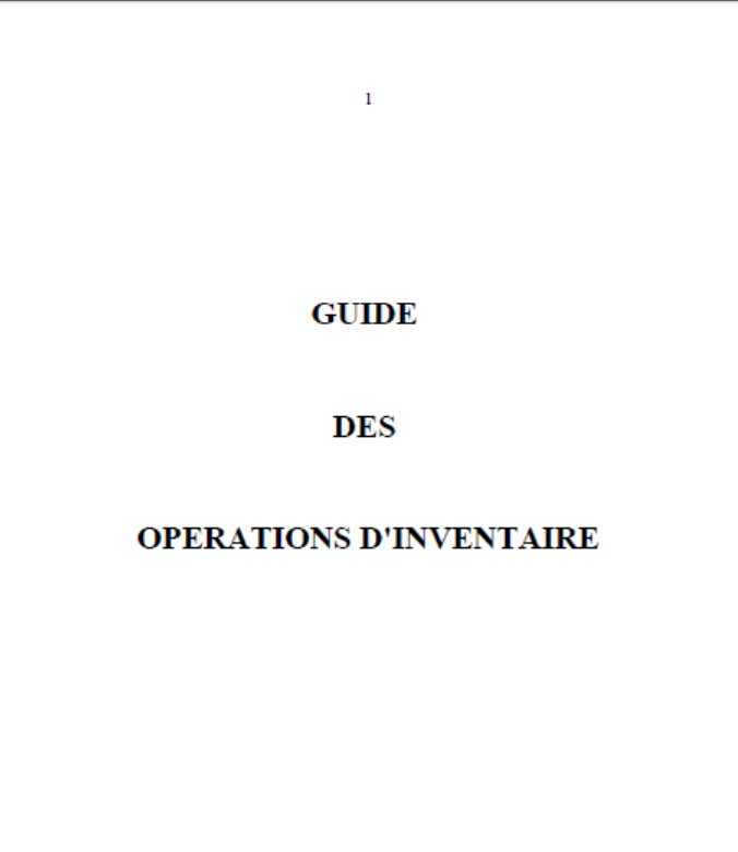 GUIDE DES OPERATIONS DINVENTAIRES