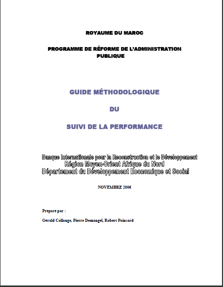 Cover of GUIDE METHODOLOGIQUE DU SUIVI DE LA PERFORMANCE