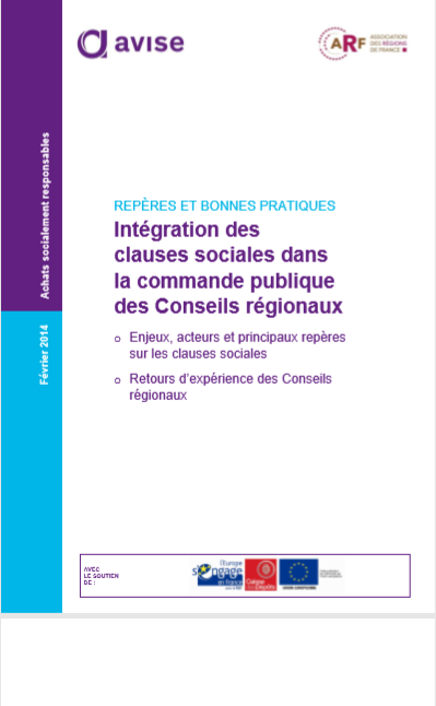 Cover of INTEGRATION DES CLAUSES SOCIALES DANS LA COMMANDE PUBLIQUE DES CONSEILS REGIONAUX