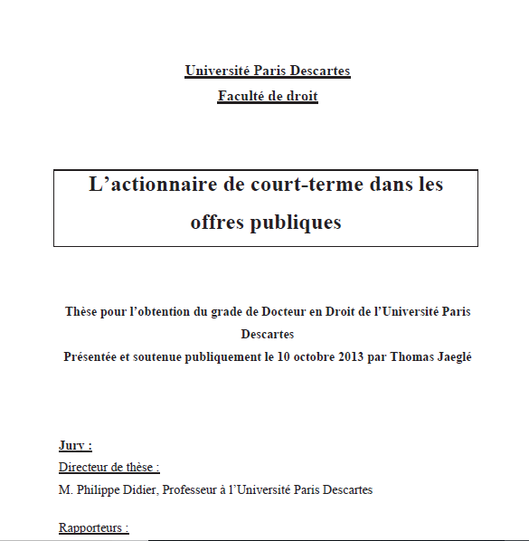 Cover of LACTIONNAIRE DE COURT TERME DANS LES OFFRES PUBLIQUES