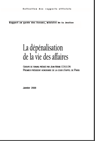 Cover of LA DEPENALISATION DE LA VIE DES AFFAIRES