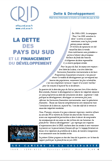 Cover of LA DETTE DES PAYS DU SUD ET LE FINANCEMENT DU DEVELOPPEMENT