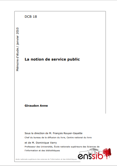 Cover of LA NOTION DE SERVICE PUBLIC
