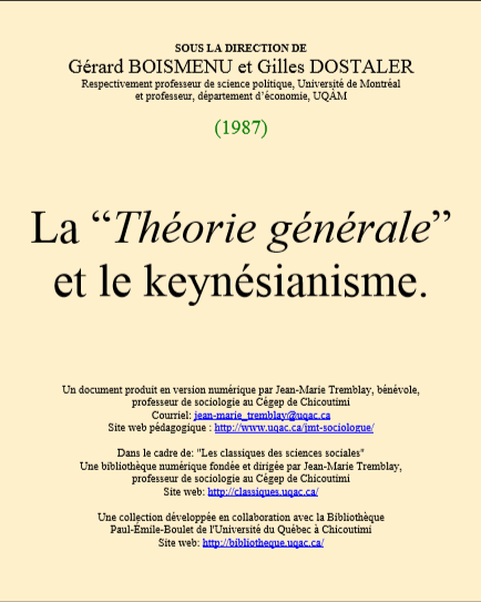 Cover of LA THEORIE GENERALE ET LE KEYNESIANISME