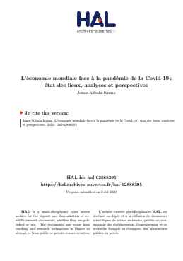 Cover of LECONOMIE MONDIALE FACE A LA PANDEMIE DE LA COVID19