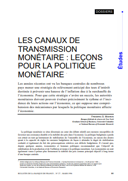 LES CANNAUX DE TRANSMISSIONS MONETAIRES