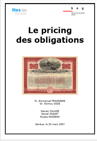 Cover of LE PRICING DES OBLIGATIONS
