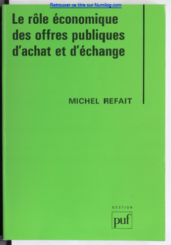 Cover of LE ROLE ECONOMIQUE DES OFFRES PUBLIQUES  DACHATS ET DECHANGE