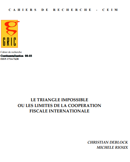 Cover of LE TRIANGLE IMPOSSIBLE OU LES LIMITES D LA COOEPRATION FISCALE INTERNATIONALE