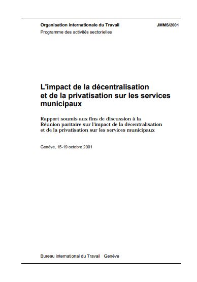 Cover of LIMPACT DE LA DECENTRALISATION ET DE LA PRIVATISATION SUR LES SERVICES MUNICIPAUX