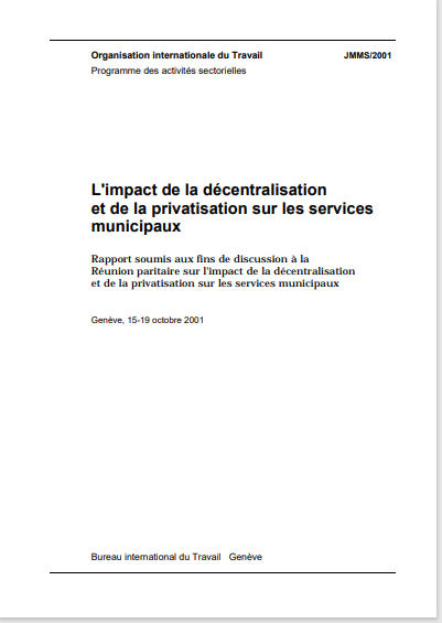 Cover of LIMPACT DE LA DECENTRALISATION ET LA PRIVATISATION SUR LES SERVICES MUNICIPAUX