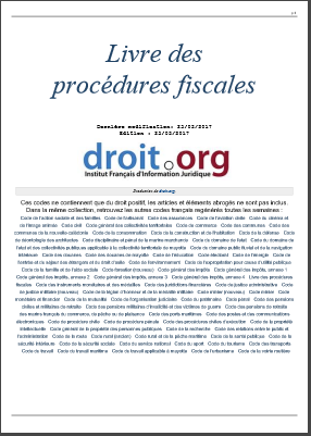 Cover of LIVRE DES PROCEDURES FISCALES 2017