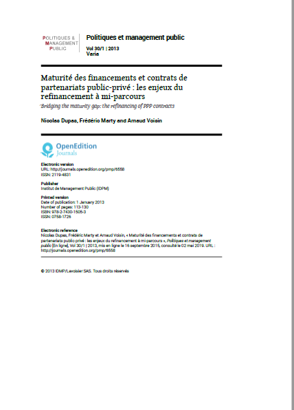 Cover of MATURITE DES FINANCEMENTS ET CONTRATS DE PARTENARIATS PUBLIC PRIVE
