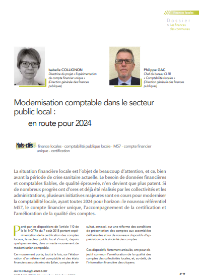 Cover of MODERNISATION COMPTABLE DANS LE SECTEUR PUBLIC LOCAL