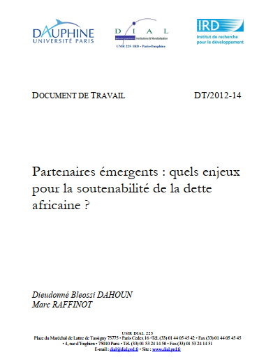 Cover of PARTENAIRES EMERGENTS QUELS ENJEUX POUR LA SOUTENABILITE DE LADETTE