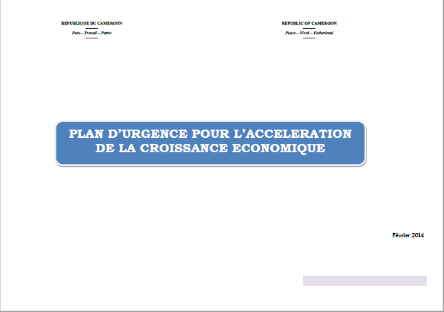 Cover of PLAN DURGENCE POUR LACCELERATION ET LA CROISSANCE CAMEROUN