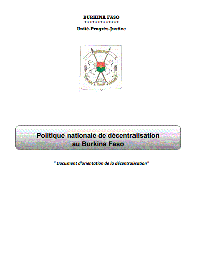 Cover of POLITIQUE NATIONALE DE DECENTRALISATION AU BURKINAFASSO
