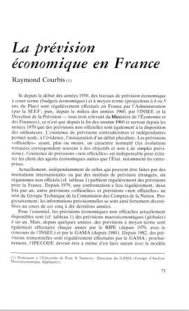 Cover of PREVISIONS ECONOMIQUE EN FRANCE