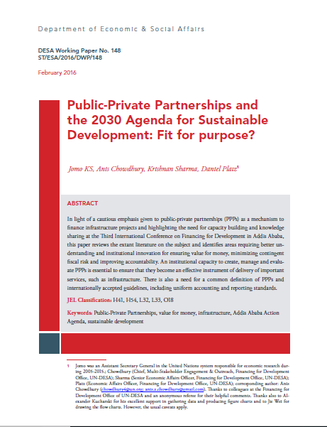 Cover of PUBLIC PRIVATE PARTHNERSHIP AND THE 2030 AGENDA FOR SUSTAINABLE DEVELOPMENT