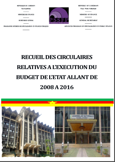 Cover of RECEUIL DES CIRCULAIRES DE LOIS DE FINANCES DES EXRECICES BUDGETAIRES ALLANT DE 2008 A 2016