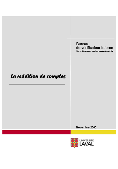 Cover of REDDITION DE COMPTES BUREAU DU VERIFICATEUR INTERNE