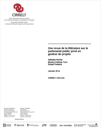 Cover of UNE REVUE DE LA LITTERATURE SUR LE PARTENARIAT PUBLIC PRIVE EN GESTION DES PROJETS