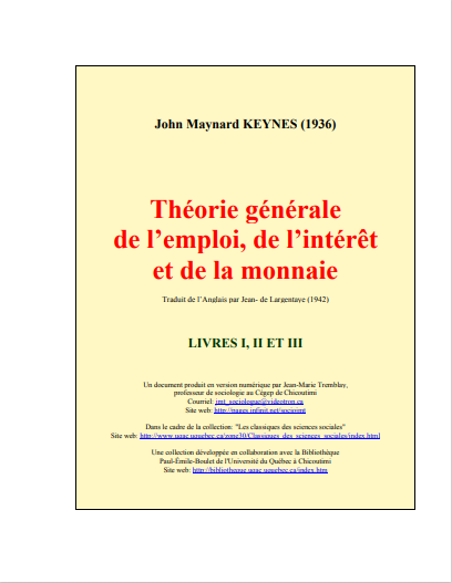 Cover of THEORIE GENERALE DE LEMPLOI ET LINTERET DE LA MONNAIE