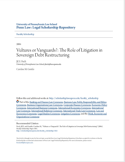Cover of VULTURES OR VANGUARDS THE ROLE OF LIGATION IN SOVEREIGN