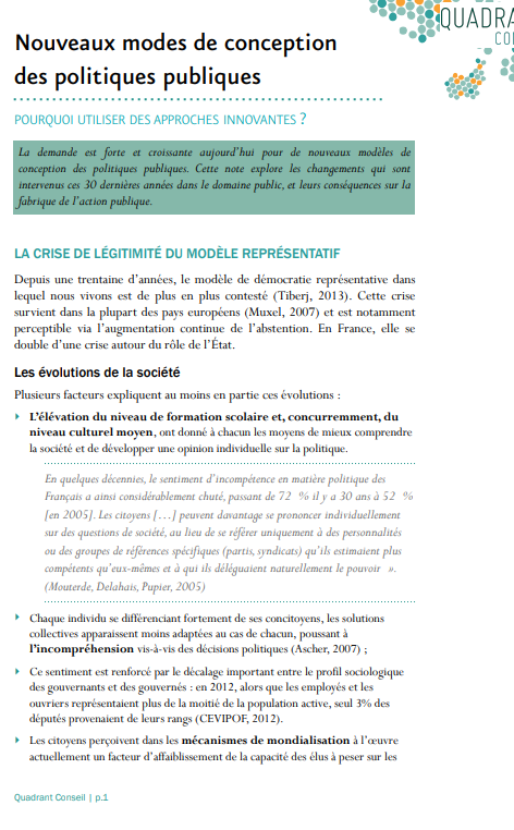 Cover of NOUVEAUX MODES DE CONCEPTION DES POLITIQUES PUBLIQUES